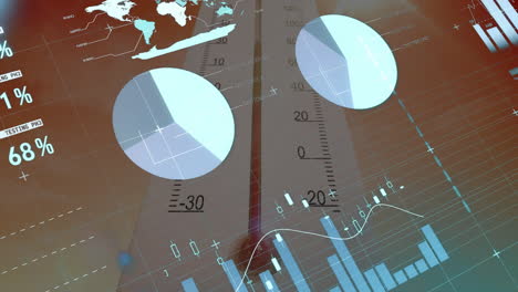 animación del procesamiento de datos digitales a través de un termómetro