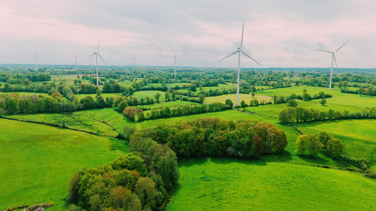 Aerial view of Wind turbine in the nature