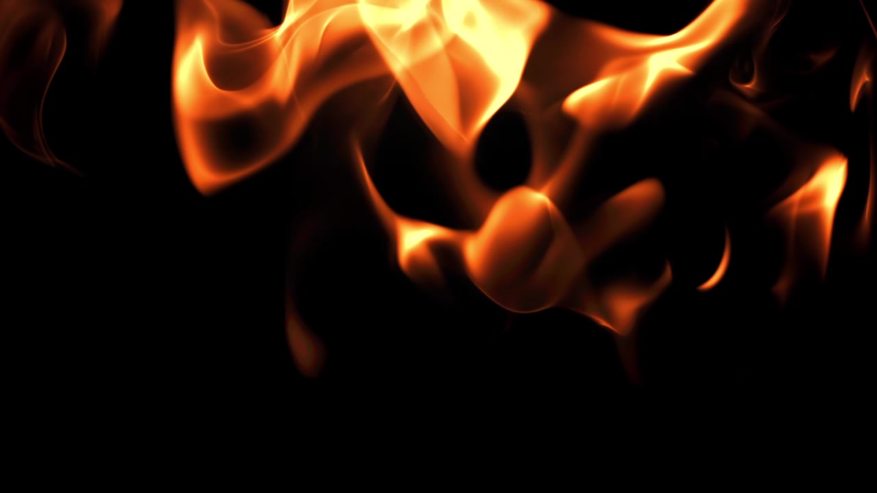 Dynamic Slow Motion Fire Flames on Black Background