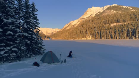 two tourists near the tent 4k