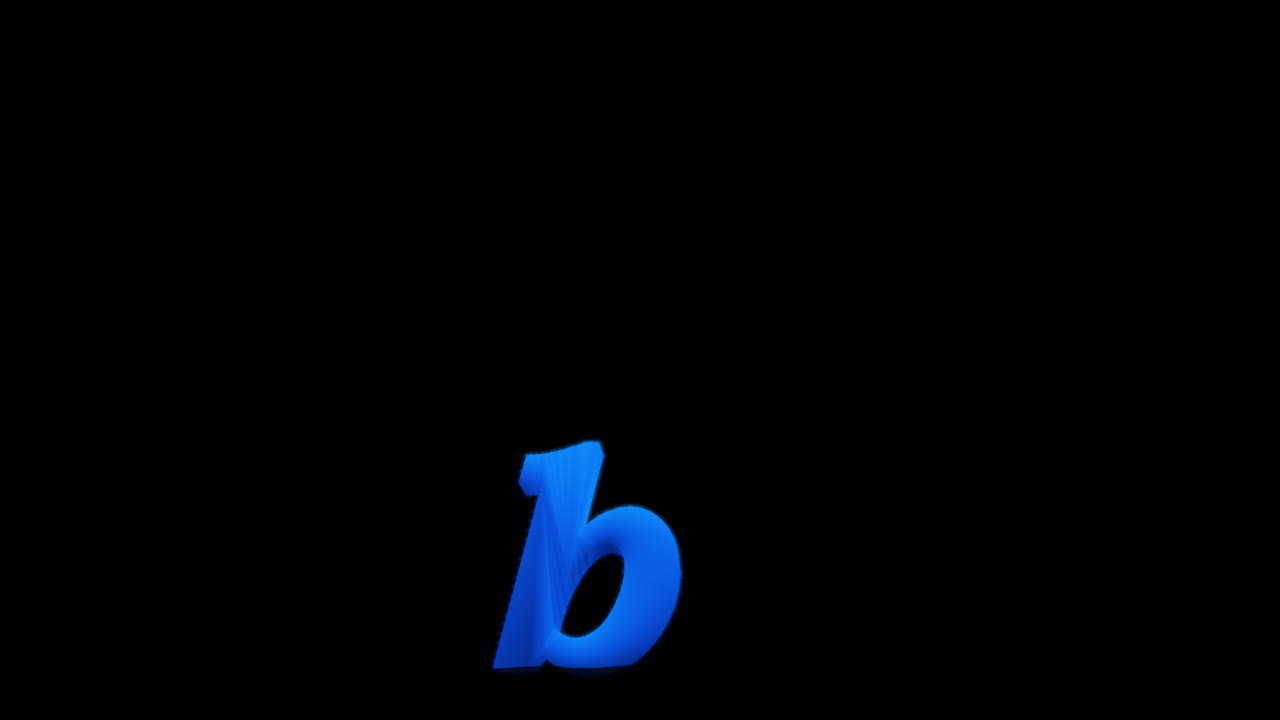 Lettera B blu che brucia su canale alfa