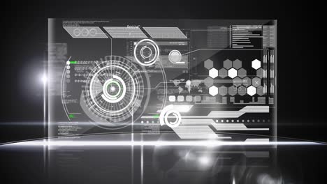 animation of scopes scanning and data processing over digital screen