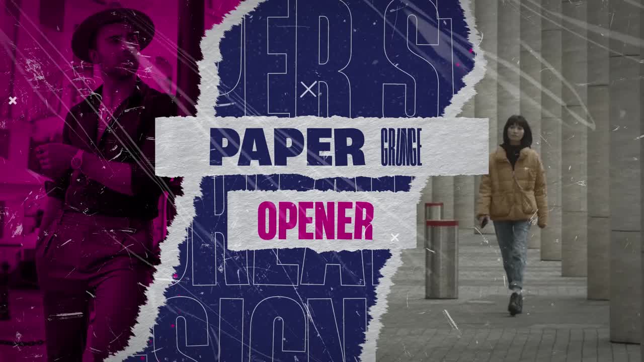 Un modello video moderno progettato per contenuti introduttivi con effetto grunge su carta