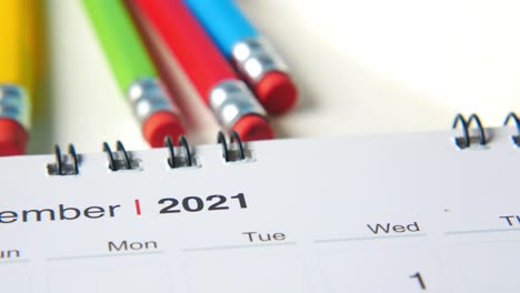 december 2021 calendar with pencils