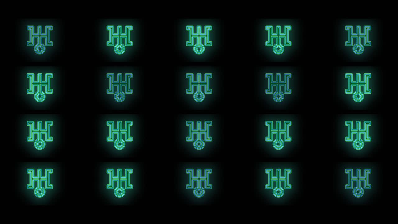 patrón de icono de japón verde neón pulsante
