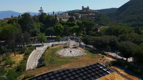 spoletosfera or spoleto sphere artistic structure in spoleto, italy