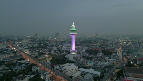 bangkok tower lights drone pull away