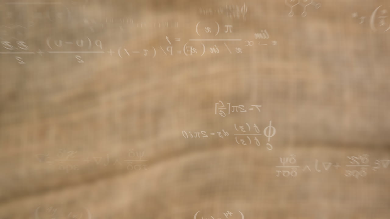 Animation of mathematical data processing over grey background