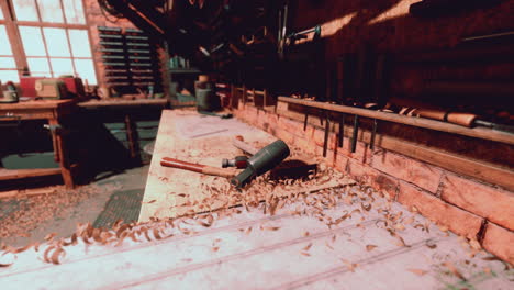 The-working-desk-in-wood-workshop