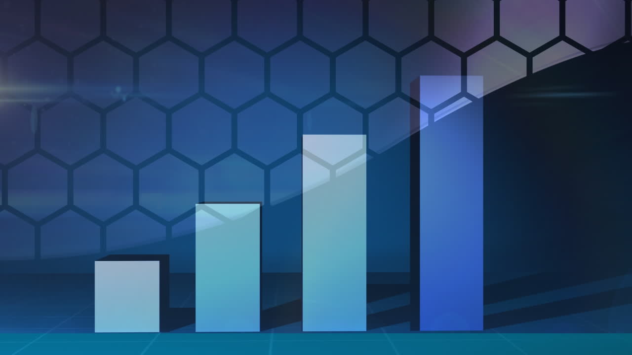 animación del procesamiento de datos sobre un fondo azul