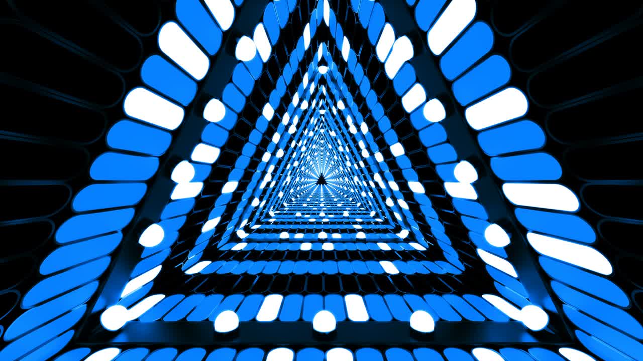 triángulo azul túnel de fondo abstracto con bucle