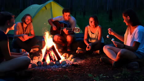 friends enjoying a campfire gathering