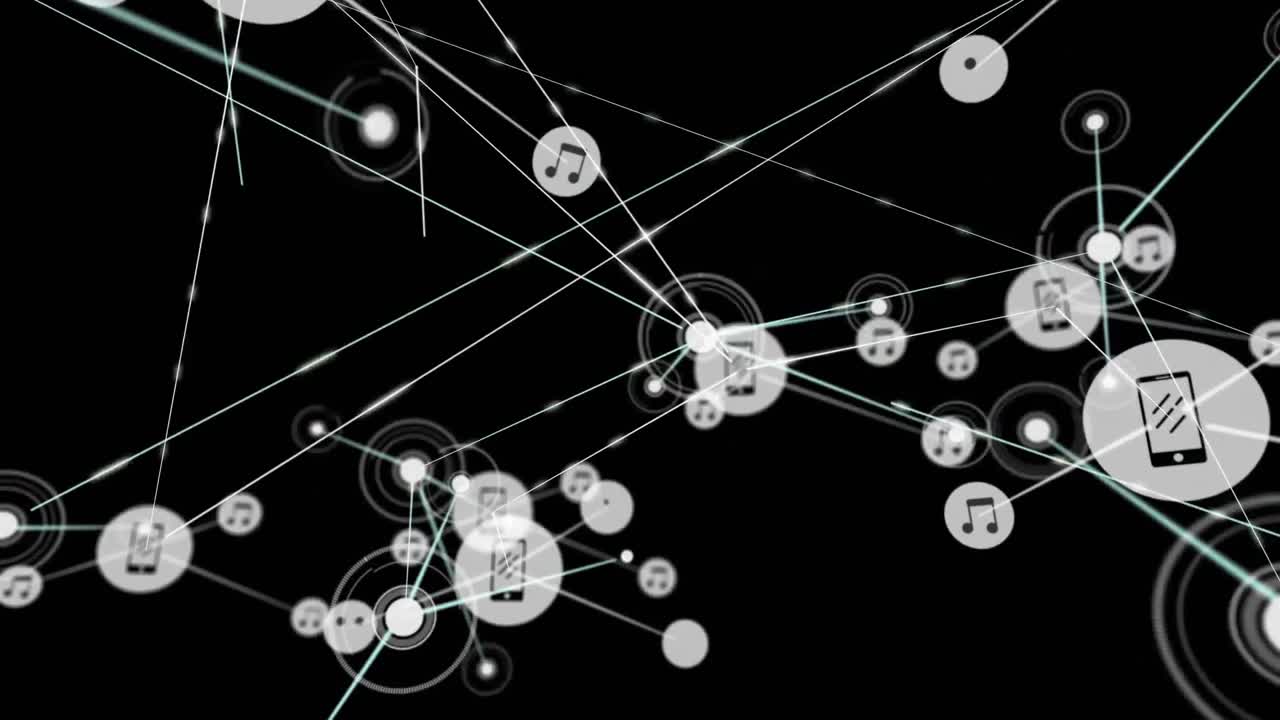 아이콘으로 연결된 네트워크의 애니메이션
