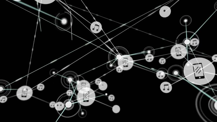 Animation of networks of connections with icons