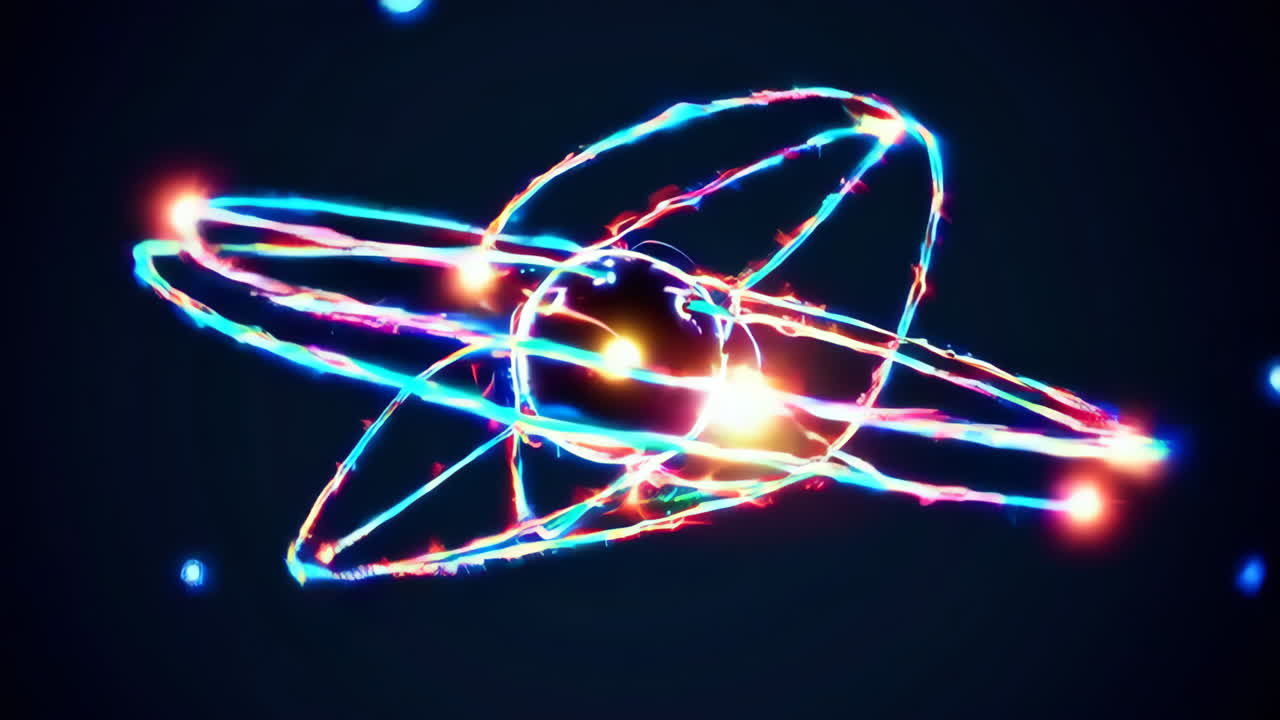 Vibrant Neon Atom Model