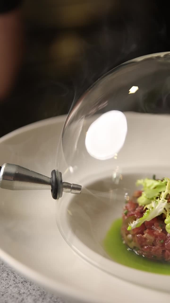 Gourmet Food Presentation with Smoke