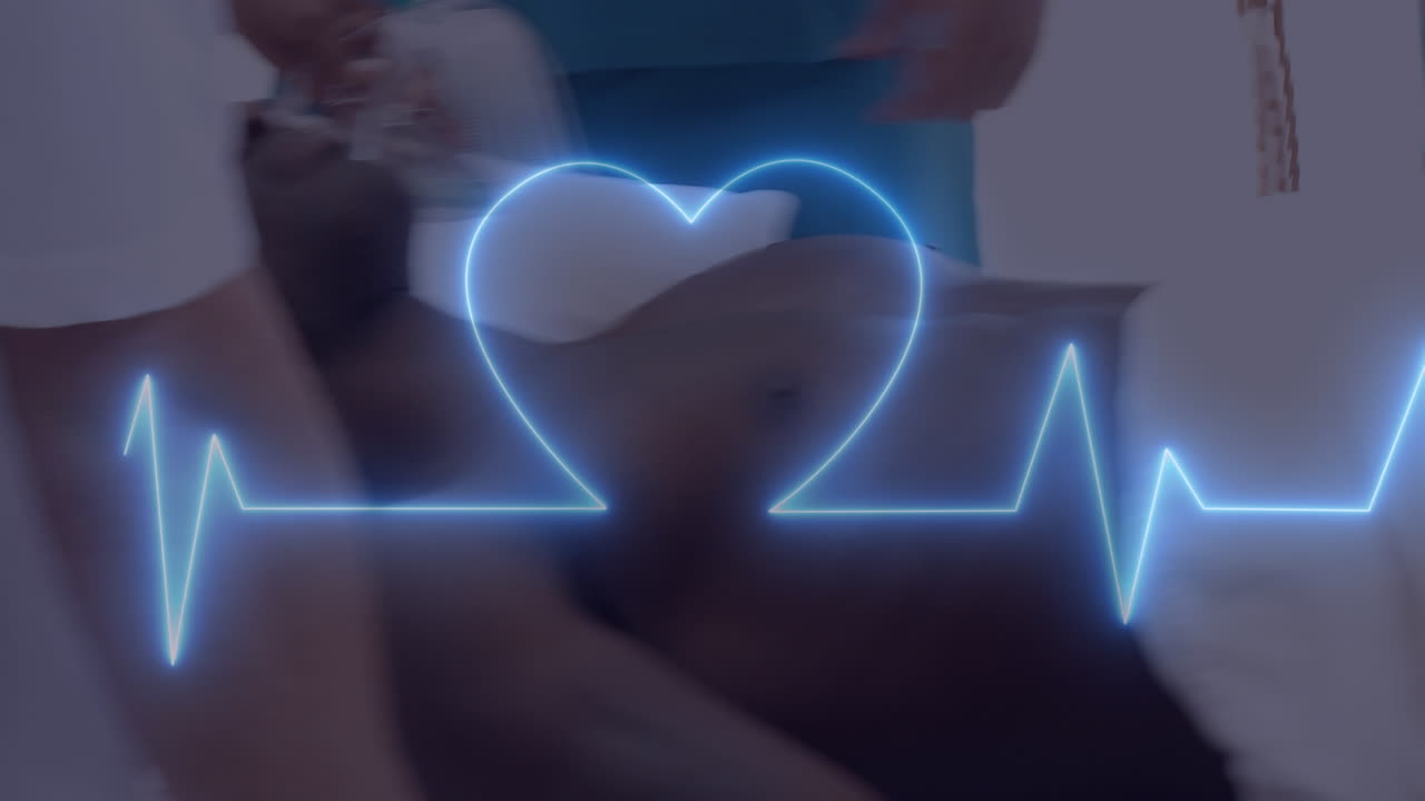 수술실에서 외과의사들의 생명선의 애니메이션