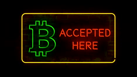 bitcoin aceptado aquí neón