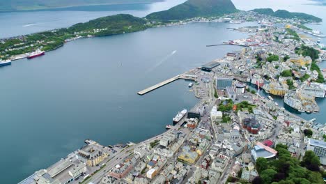 city of alesund norway aerial footage