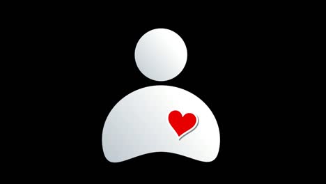 animated icon simple man with beating heart, cardiologist and love concept. green chroma key background