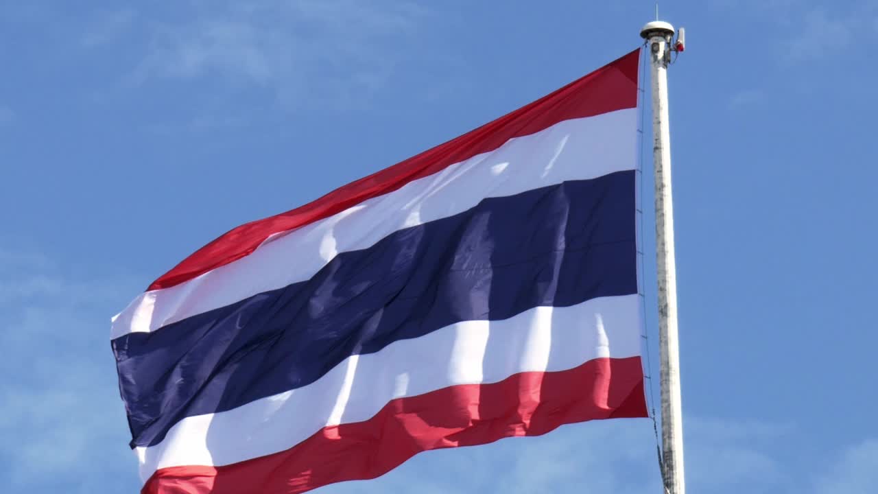 Thailand's flag fluttering in the wind slow motion