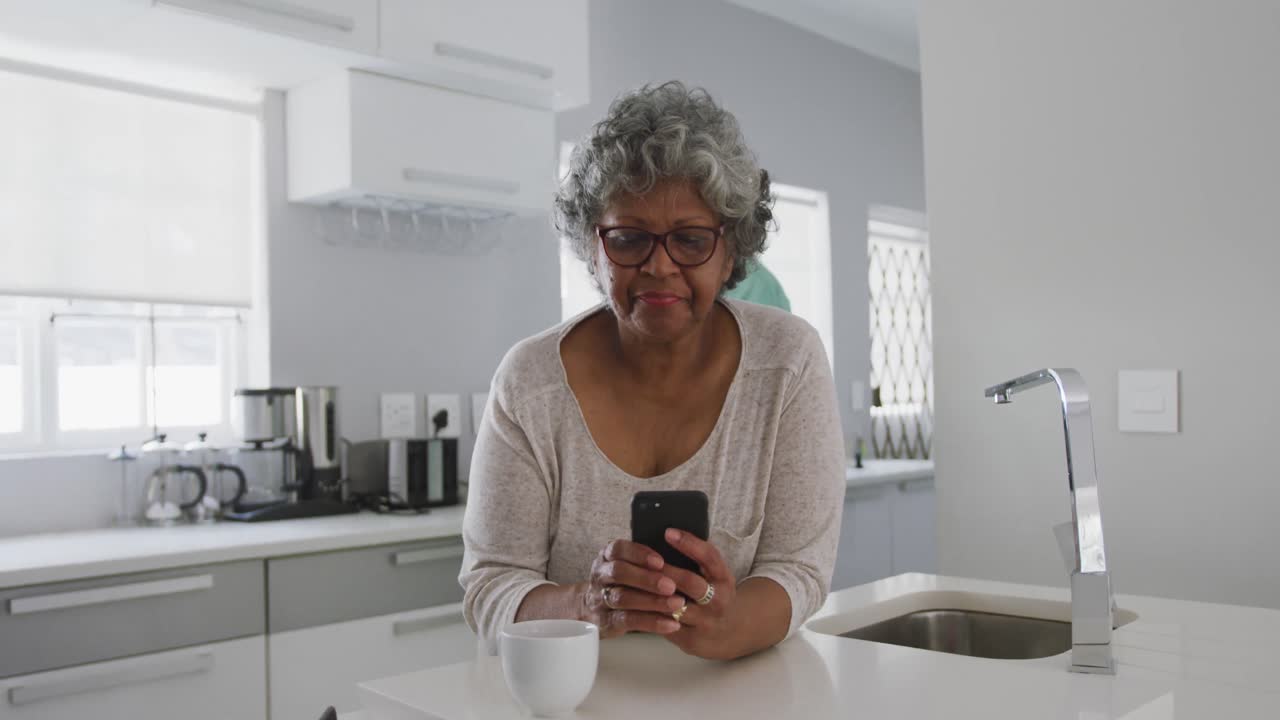 A senior African american couple spending time together at home. Social distancing in quarantine.