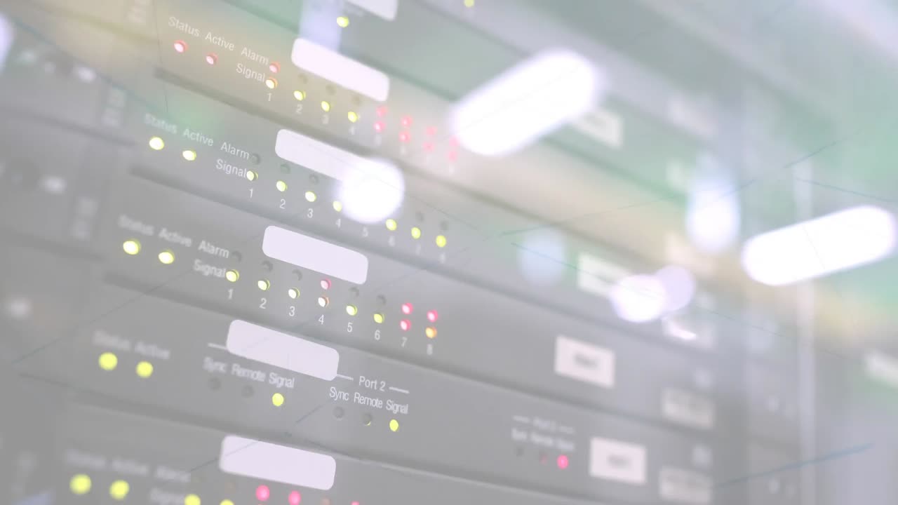 animación de la red de conexiones a través del hardware del servidor informático