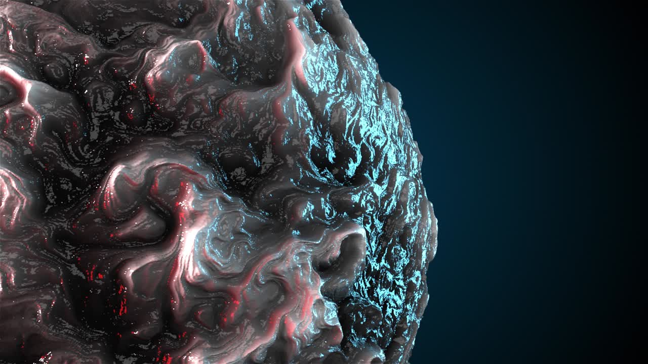 esfera de aceite generada por computadora con forma rizada. renderización 3d de fondo abstracto con textura de humo