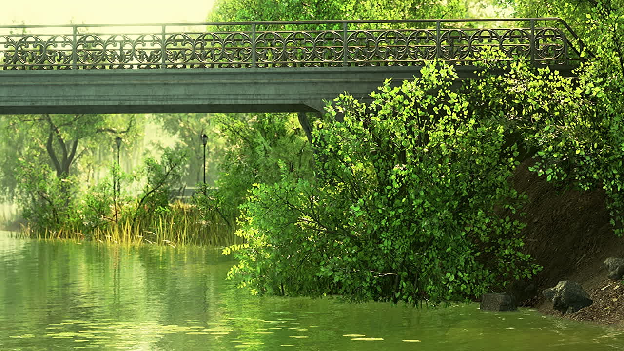 живописное озеро в летнем парке