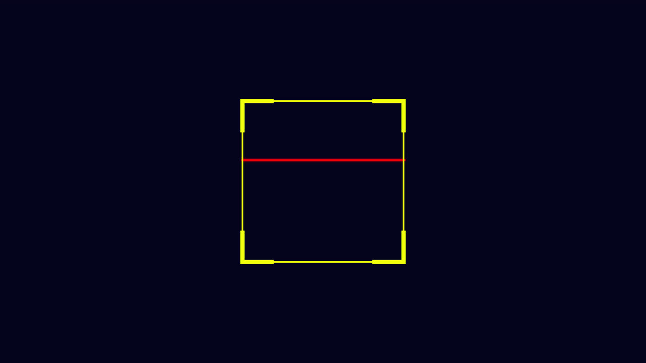 Red Line Oscillating Inside Yellow Rectangle on Dark Background