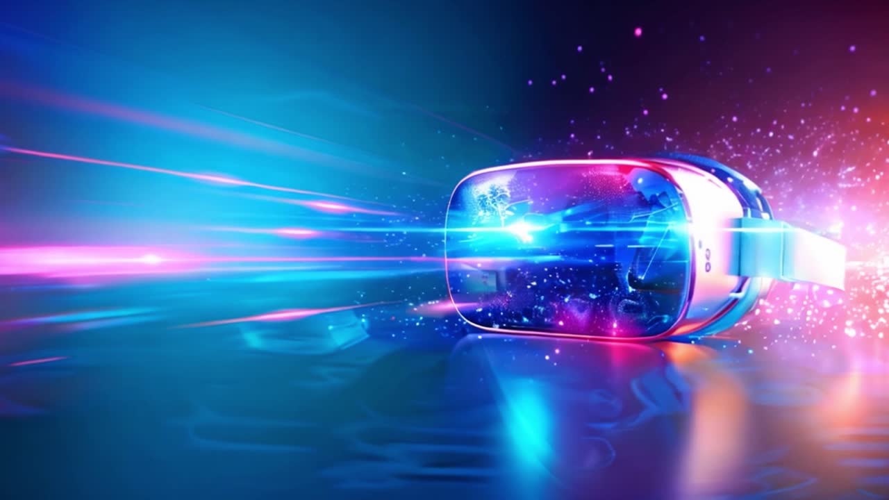 Futuristic Virtual Reality Headset with Glowing Light Effects