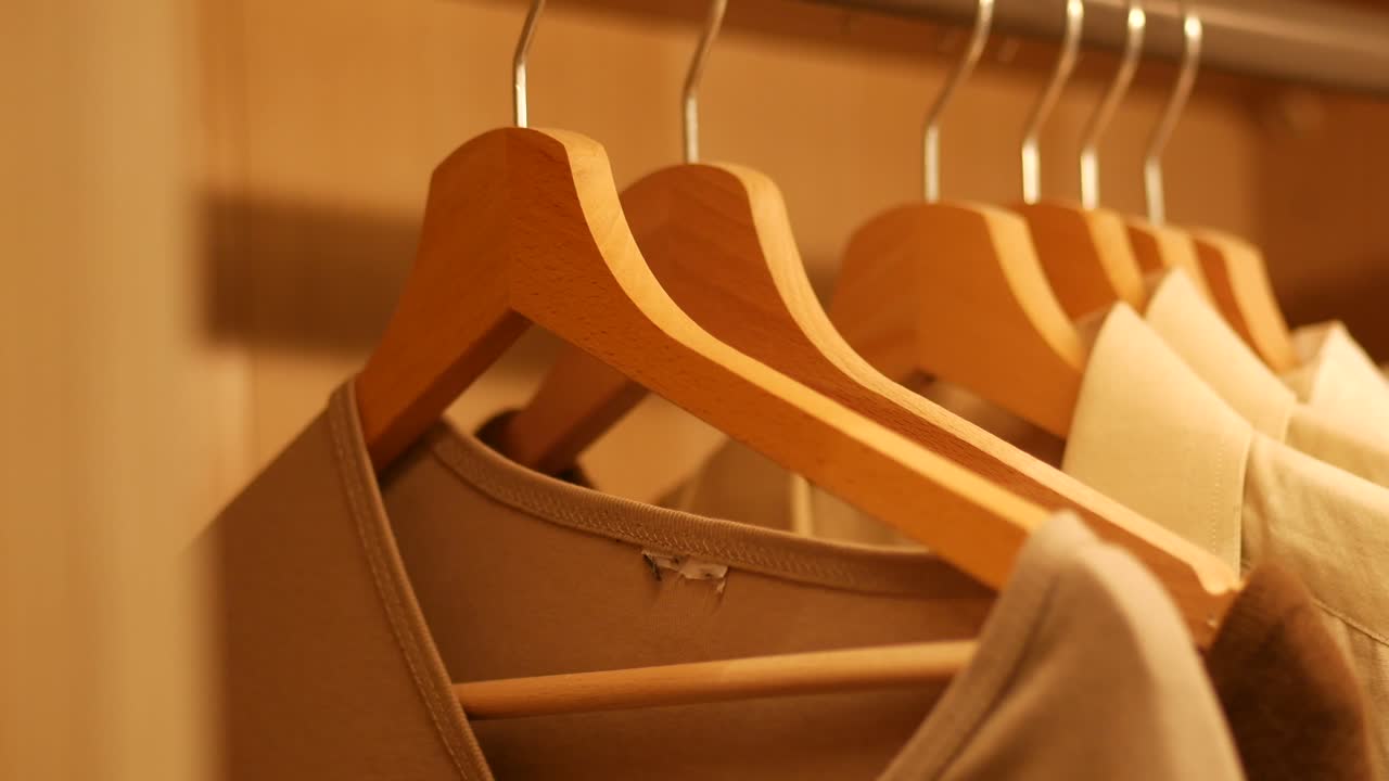 Clothes on Hangers in Closet