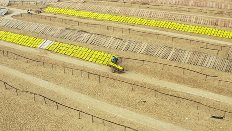 drone view of rice paper drying in a traditional village of dry vermicelli and rice paper in nhon phuc commune, an nhon town, in the south central coastal province of binh dinh