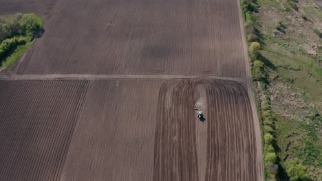 a tractor plowing a dry agricultural field, preparing land for planting. agricultural industry. processing the field on the farm.