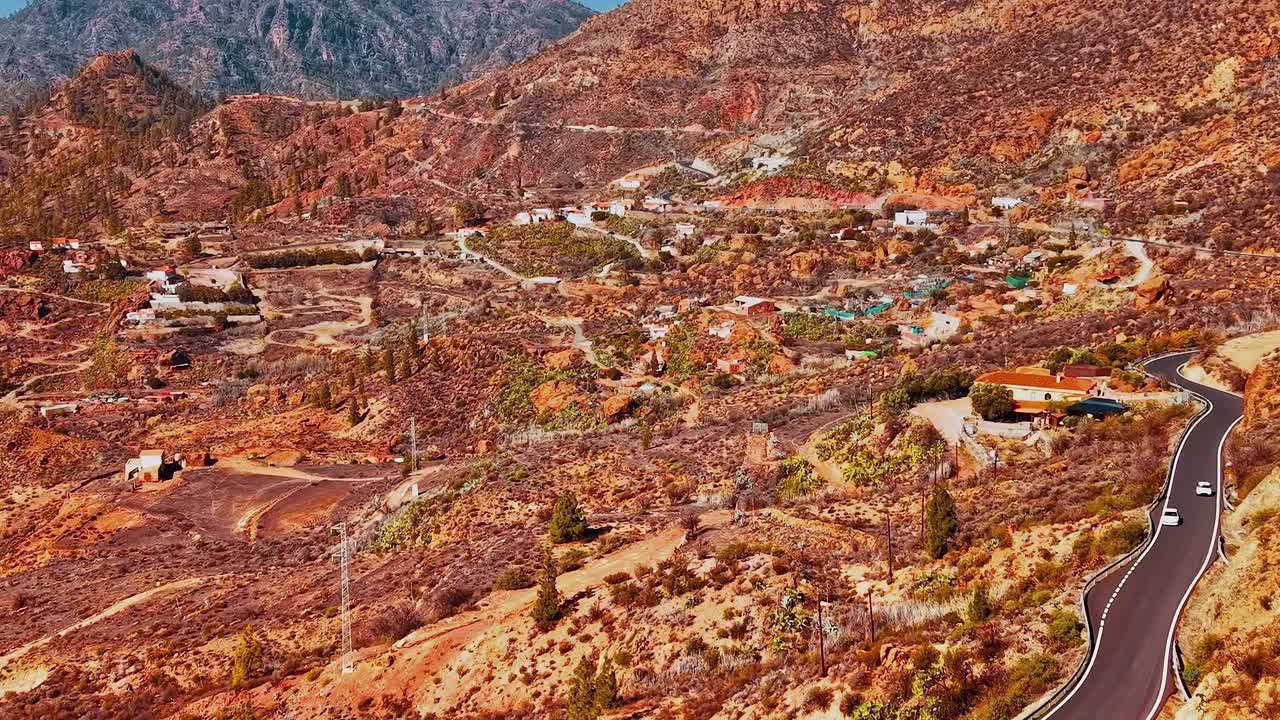 Vista aerea del territorio e delle case a Gran Canaria, Spagna
