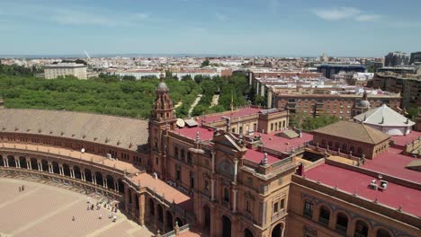 seville, spain, aerial view of plaza de espana and sevilla cityscape