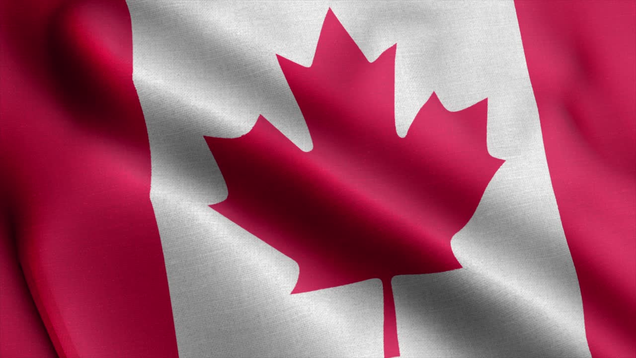 canadá soplando la bandera video, bucle de movimiento. canadá bandera de primer plano video de resolución 4k.