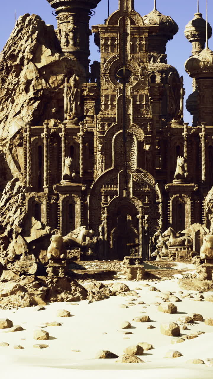 Castello maestoso su paesaggio roccioso sotto un cielo blu limpido durante il giorno