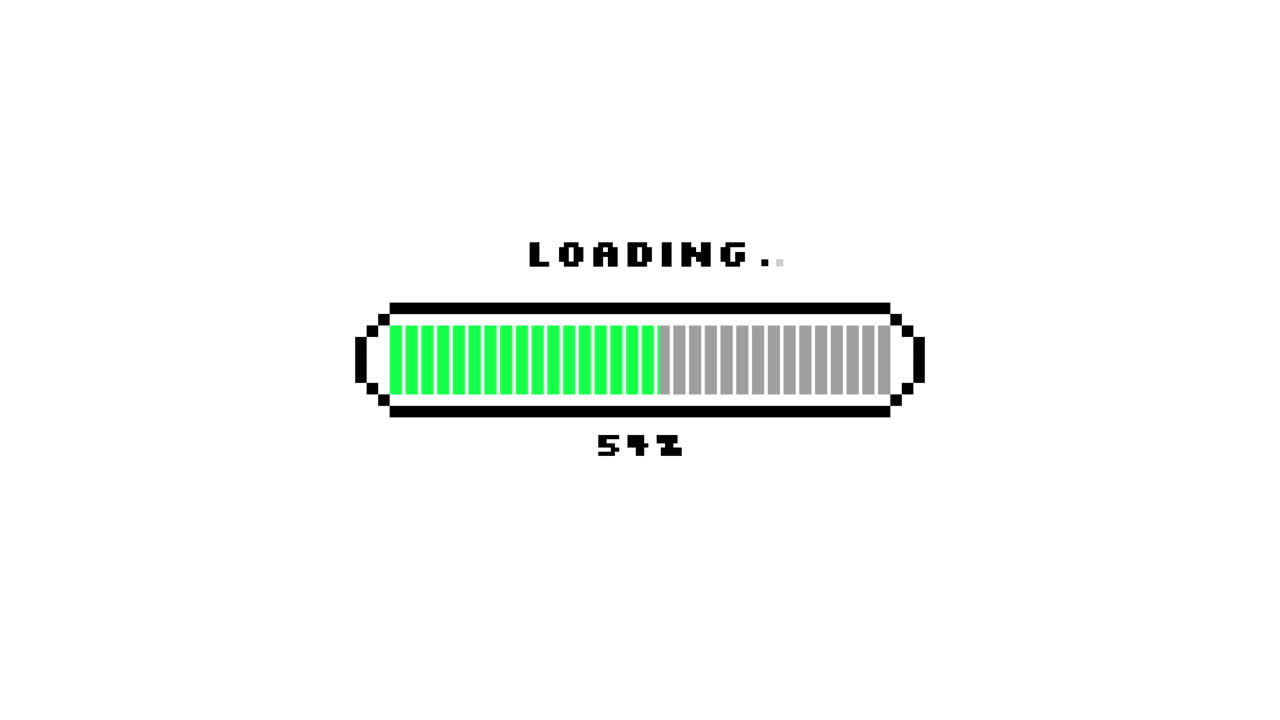 Pixel Art Loading Bar Filling Up with Percentage