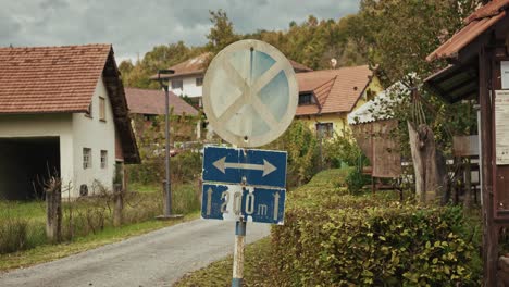 old road signs in a rural village
