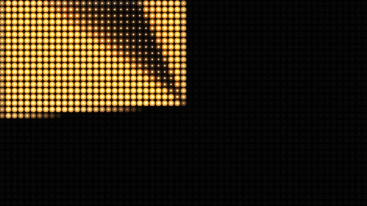 Blikající žárovka, reflektor, záplavová světla, šipka, VJ LED stěna, jevištní LED displej, smyčková animace 4k