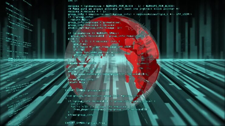 Animation of globe and data processing on interface