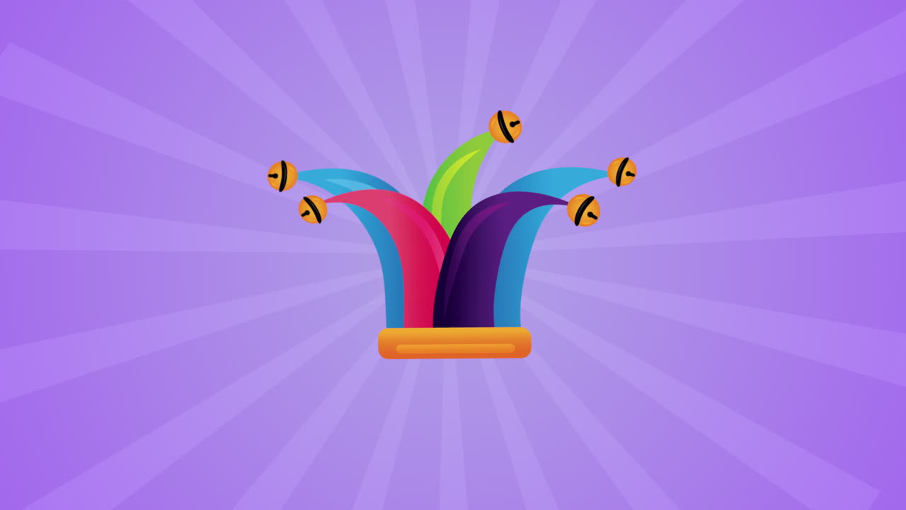 happy fools day card with buffoon hat