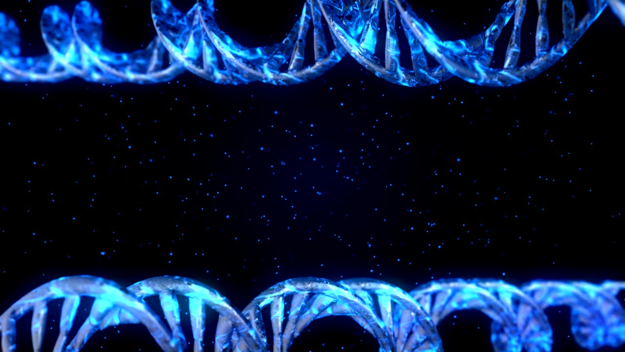 código de adn. abstracto 3d marco de alambre poligonal dna molécula hélice en espiral. animación en bucle.