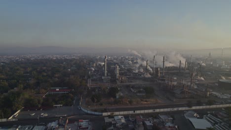 drone view in the morning of the polluted city