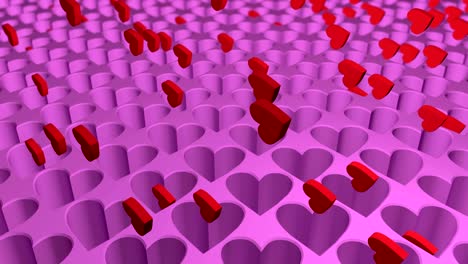 animación abstracta en 3d del movimiento de los corazones.