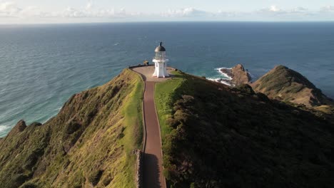 epic aerial over beautiful cape reinga lighthouse