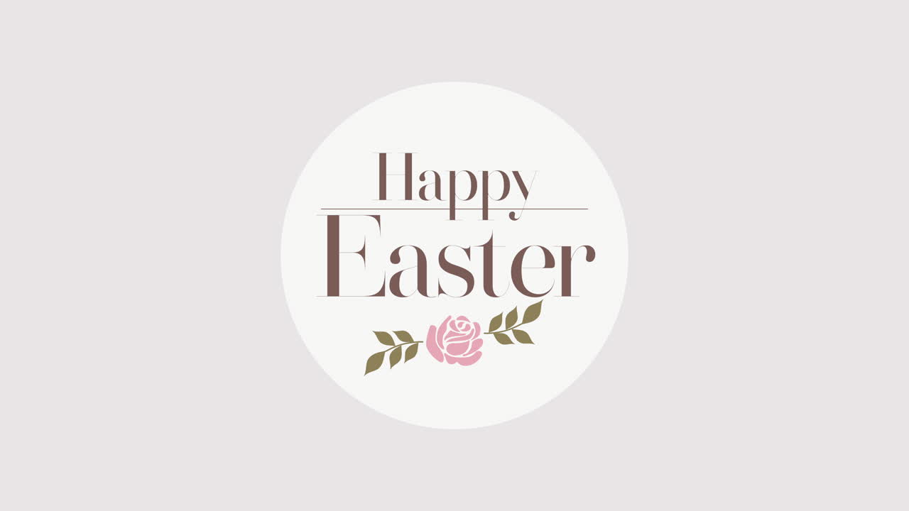 흰색 그라데이션에 분홍색 장미와 함께 행복한 부활절