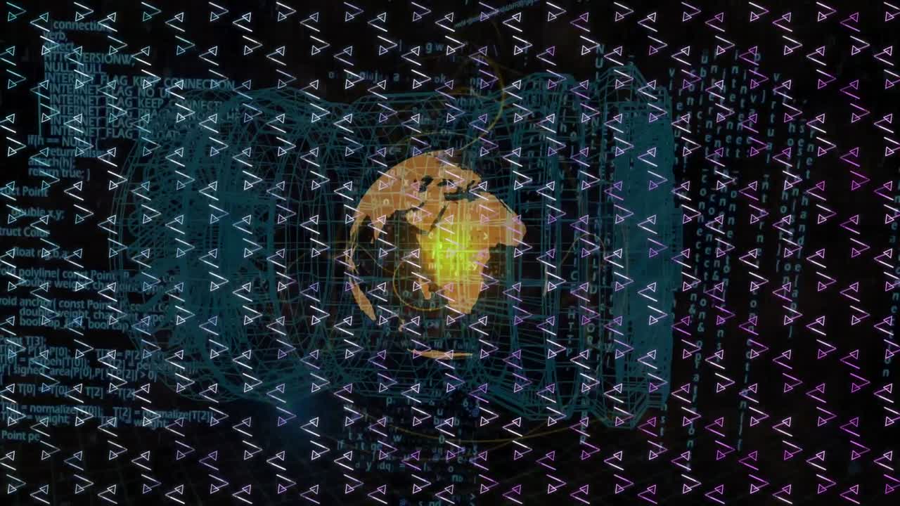 Animation of shapes over globe and data processing