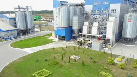 view of industrial zone. aerial view of industrial zone and food plant